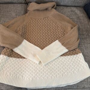 Cream and Tan Cowl Neck Sweaters with Chunky and Delicate Knits